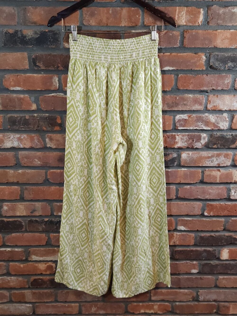 Patrons of Peace Smocked Waist High Rise Wide Leg Pants Resortwear Women's S - Picture 5 of 7